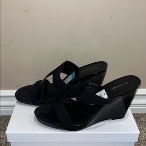Calvin Klein Women's Black Wedge Sandals